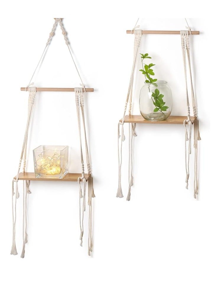 انتيكيانو رف حائط خشبي مصنوعة يدويا لنمط بوهيمي - Image 1