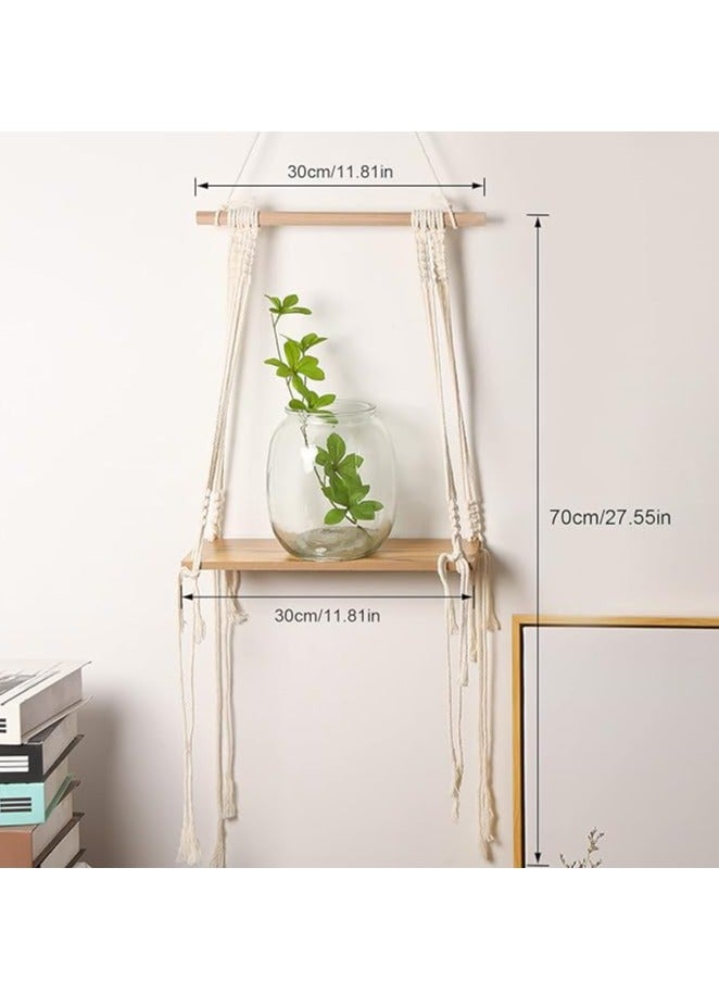 انتيكيانو رف حائط خشبي مصنوعة يدويا لنمط بوهيمي - Image 3