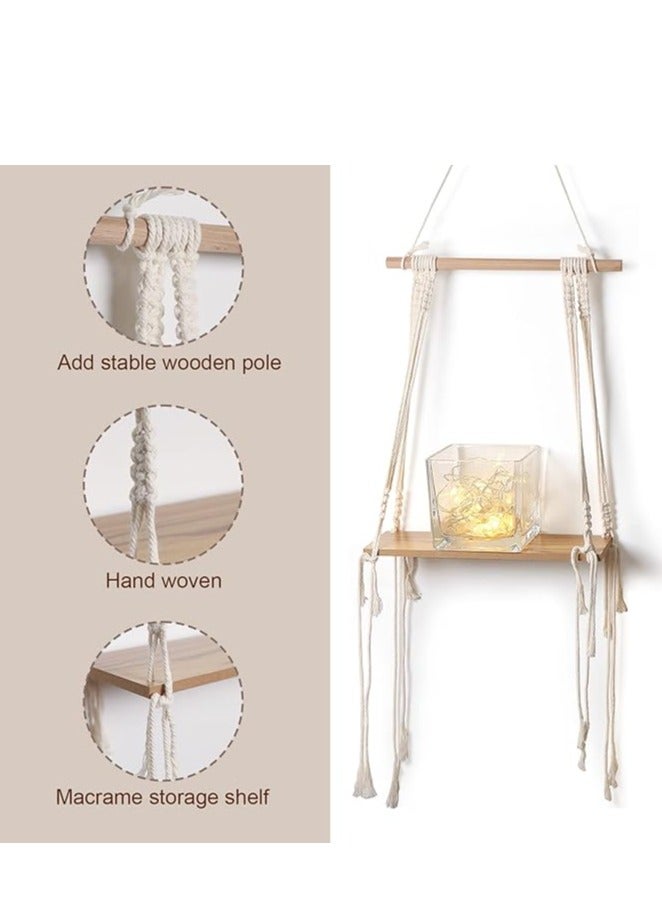 انتيكيانو رف حائط خشبي مصنوعة يدويا لنمط بوهيمي - Image 4