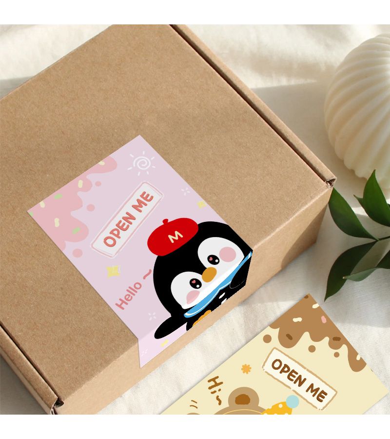 Green Rabbit 50 Self Sealing Stickers Glossy Rectangle Cartoon Labels for Gift Packaging Decor - Image 2