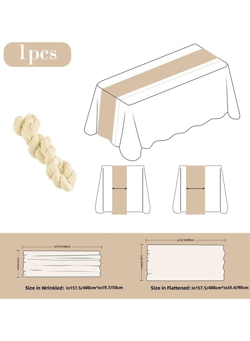 Crumpled Gauze Table Runner, Suitable For Wedding Decoration Holiday Party Reception Decoration, 90cm*400cm - Image 1