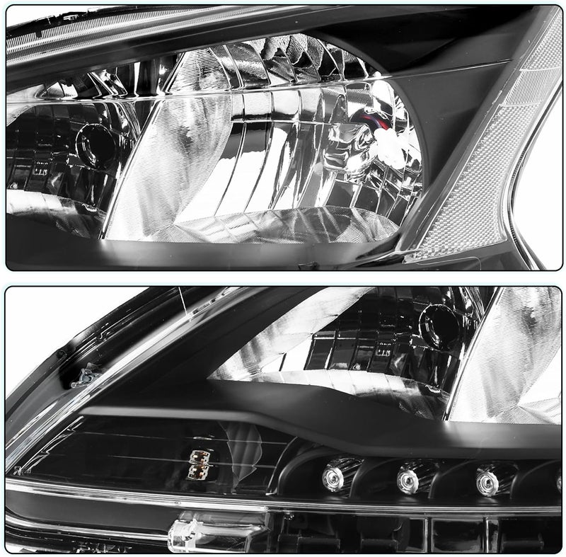 TUSDAR Halogen Headlight Assembly for 2013-2015 Nissan Sentra - Black Housing with Clear Reflector - Left & Right Pair - Image 5