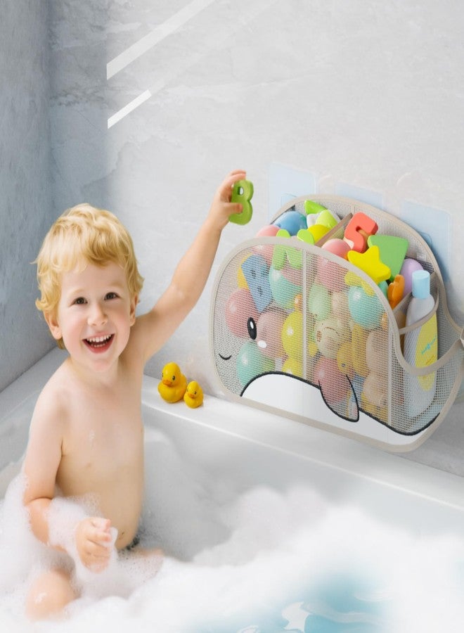 Austion Quick-Drying Baby Bath tub Toy Organizer Storage for Bathroom, Large-Capacity mesh Bath Toy Holder for Bathtub, Convenient for Quick Access, Whale-Shaped Design (Gray) - Image 3