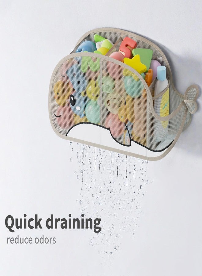 Austion Quick-Drying Baby Bath tub Toy Organizer Storage for Bathroom, Large-Capacity mesh Bath Toy Holder for Bathtub, Convenient for Quick Access, Whale-Shaped Design (Gray) - Image 4