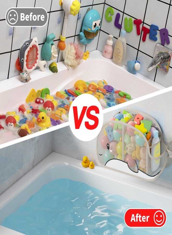 Austion Quick-Drying Baby Bath tub Toy Organizer Storage for Bathroom, Large-Capacity mesh Bath Toy Holder for Bathtub, Convenient for Quick Access, Whale-Shaped Design (Gray) - Image 5