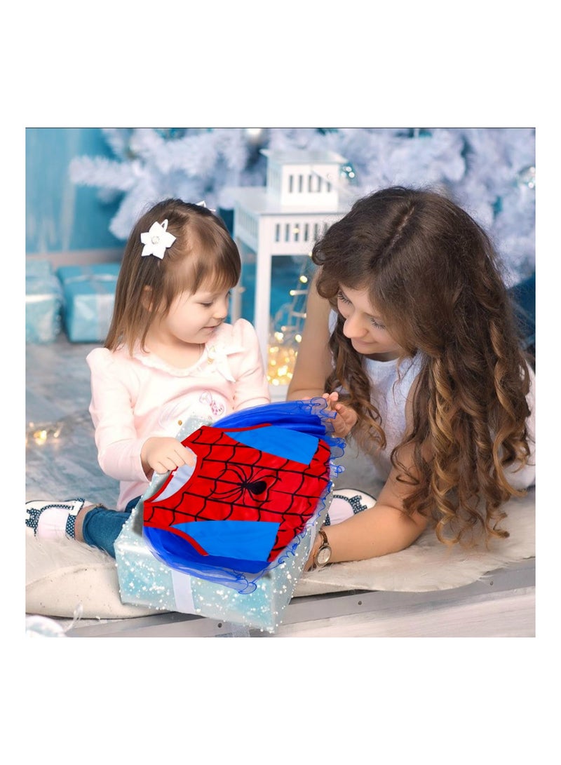 أزياء الأميرة العنكبوتية للفتيات مع قناع البطل للأطفال ملابس تنكرية لحفلات الكرنفال 130 سم من 6 إلى 7 سنوات - Image 4