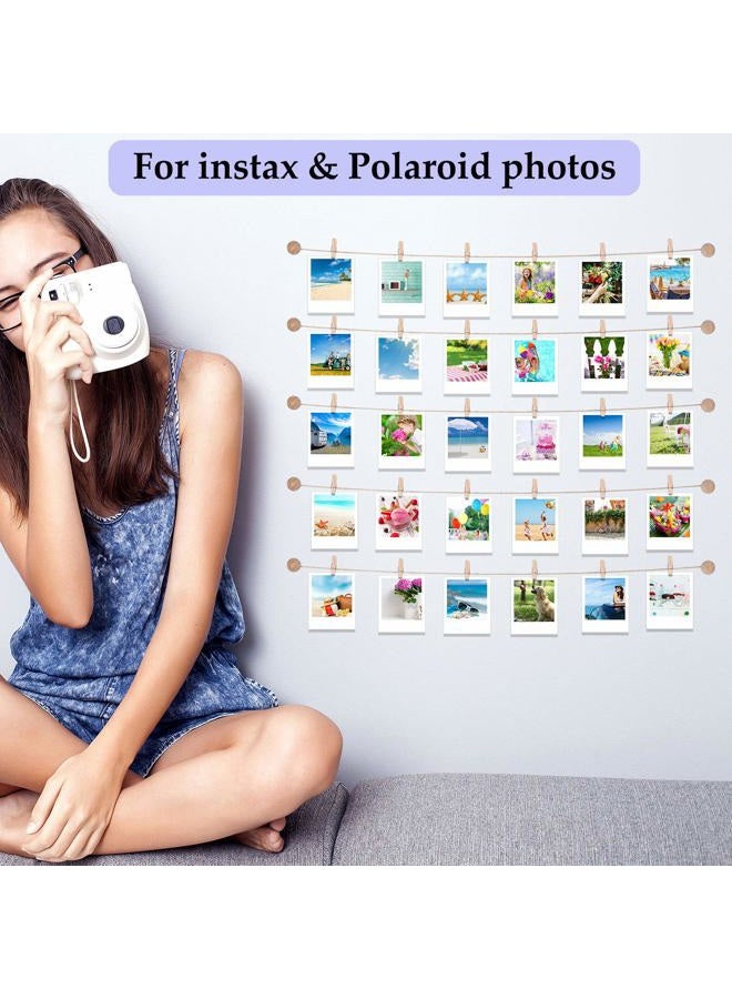 Mudder Hanging Instant Photo Display Decorative Wall Hanging String with Clips, Stick and Hang Photo Wall Decor, Wall Hanging Pictures Display for Home, Dormitory and Cafe Decoration (Available to 8 Rows) - Image 2