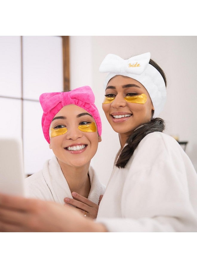 Semato Bachelorette Party Favor Set Bride Spa Headband Bride Headband And Bridesmaid Headband Skincare Headbands For Women Cute Bow Head Bands Party Supplies (1 Bride+ 7 Hot Pink) - Image 5