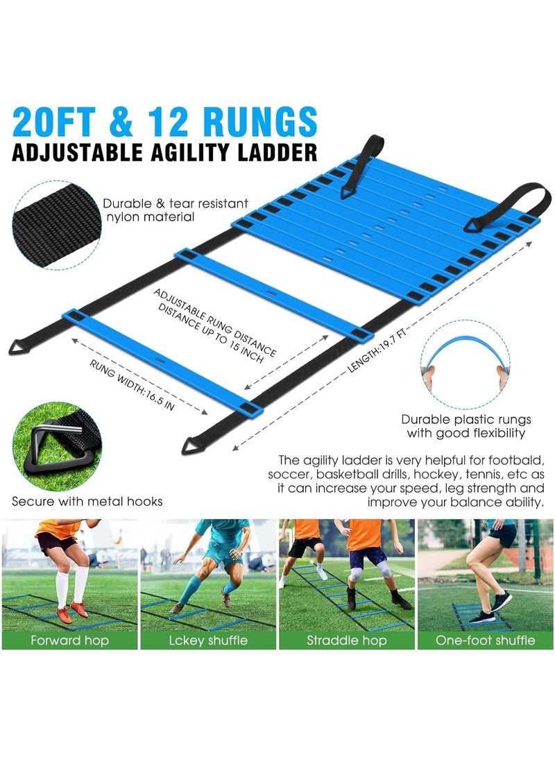 WALALLA Football Agility Training Equipment, Speed Agility Ladder, Sports Cones, Soccer Kick Trainer, Football Speed Training Equipment, Footwork Drills, Hurdles, Running Parachute with Carrying Bag - Image 3