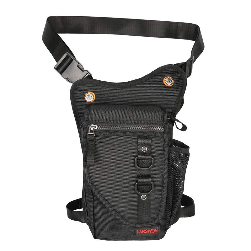 Larswon Thigh Pouch Bag - Tactical Waist Pack for Motorcycle, Waterproof Black - Image 1