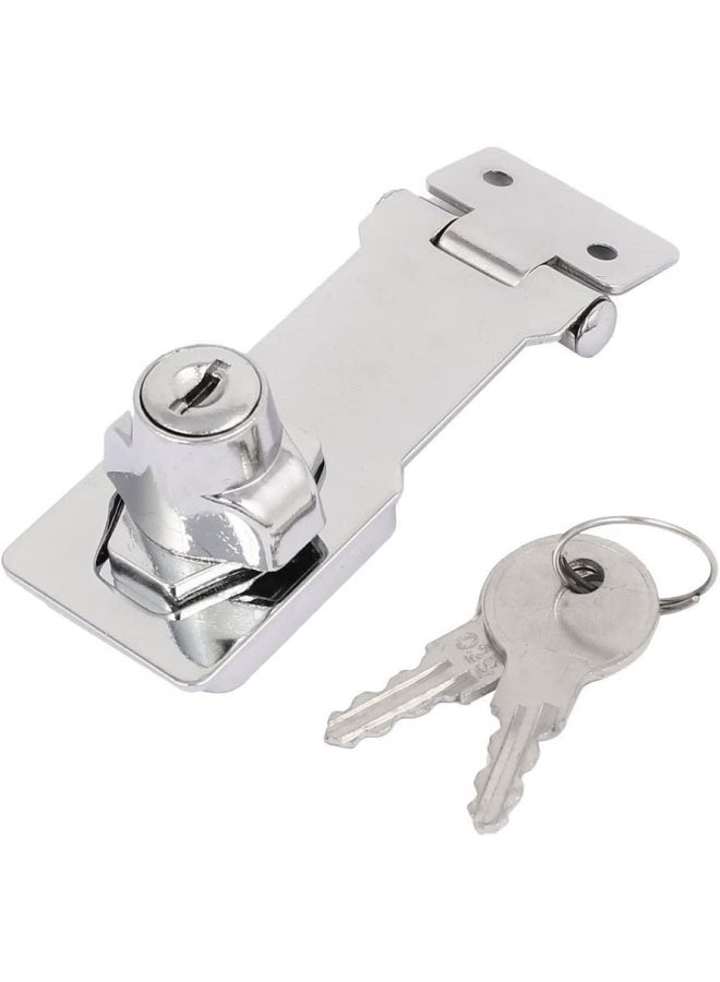 ROBUSTLINE Hasp Locks Twist Knob Keyed Locking Hasp For Small Doors Cabinets And More Chrome Plated Hasp Lock Catch Latch Safety Lock Silver 4Inch - Image 1