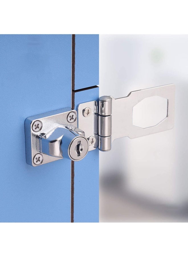 ROBUSTLINE Hasp Locks Twist Knob Keyed Locking Hasp For Small Doors Cabinets And More Chrome Plated Hasp Lock Catch Latch Safety Lock Silver 4Inch - Image 5