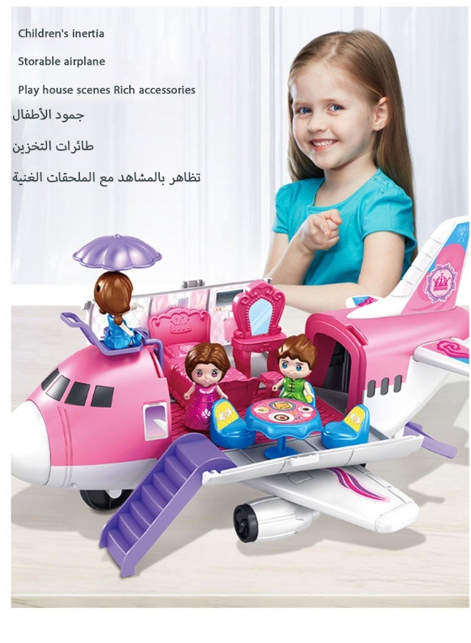 Bukela Pink Airplane Toy Private Jet Transport Cargo Vehicle, Big Large Aircraft Plane with Figures and Beauty Accessories Pretend Playset for Toddler Girls - Image 2