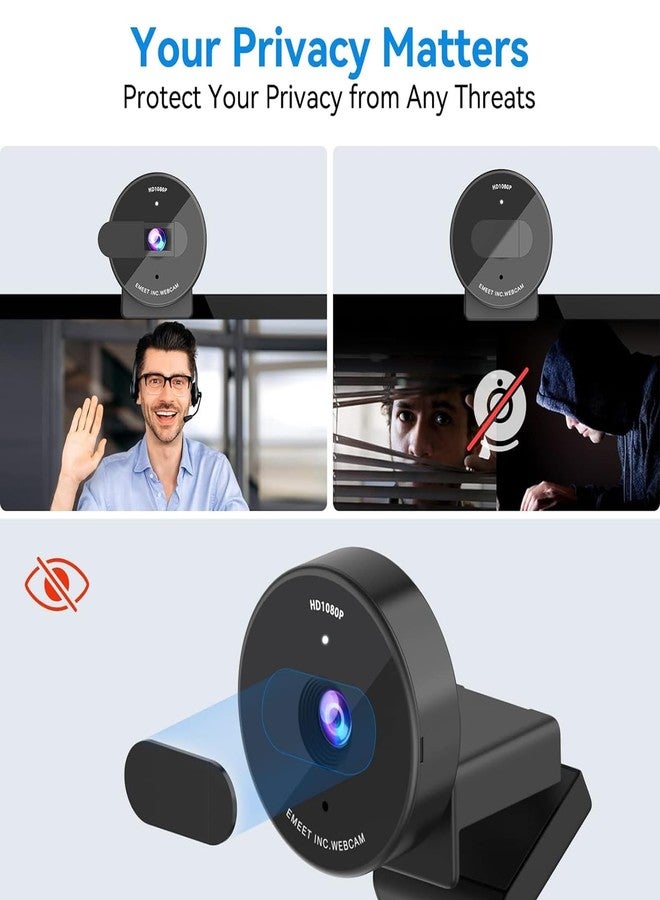 EMEET 1080P Webcam - USB Webcam with Microphone & Physical Privacy Cover, Noise-Canceling Mic, Auto Light Correction, C950 Ultra Compact FHD Web Cam w/ 70°View for Meeting/Online Classes/Zoom/YouTube - Image 2