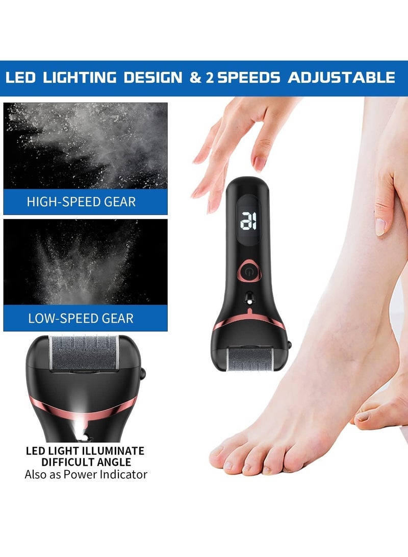 general Electric Foot Callus Remover, Rechargeable Portable Electronic Foot File Pedicure Kits, Waterproof Foot Scrubber File, Professional Pedicure Tools, Foot Care for Dead Skin Ideal Gift, 3 Rollers - Image 2