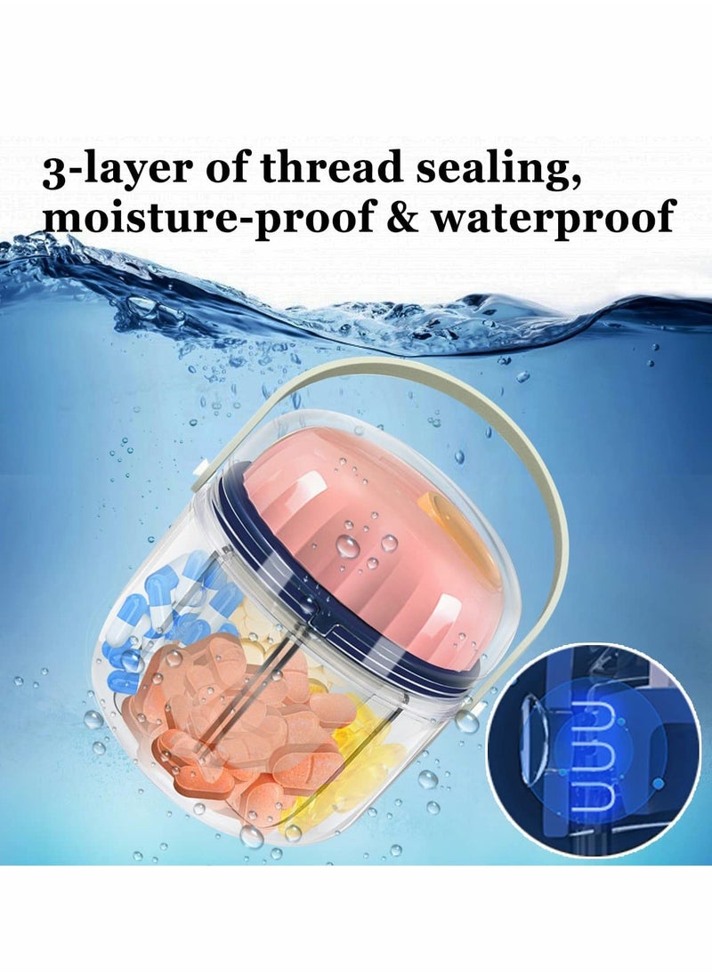 Excefore Portable Pill Box, Weekly Pill Organizer 7-Day Travel Medicine Organizer BPA Free Moisture Proof Portable Medicine Container for Vitamins, Fish Oils, Supplements - Pink  - Image 5