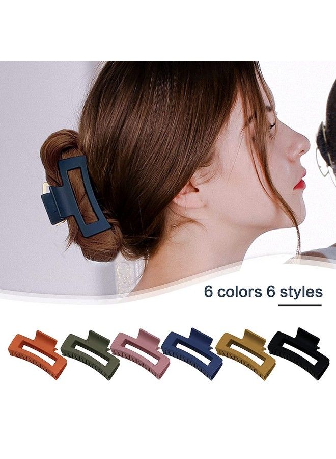 WISDOM 6 Pcs Hair Claw Clips For Women Strong Hold Matte Hair Claw Clips For Thick Hair Fashion Hair Styling Accessories For Girls Large Hair Clips For Women Thick Hair (Pattern Square Claw) - Image 4