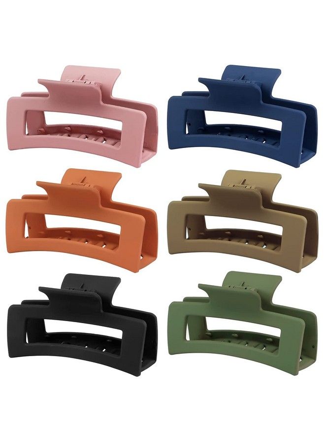 WISDOM 6 Pcs Hair Claw Clips For Women Strong Hold Matte Hair Claw Clips For Thick Hair Fashion Hair Styling Accessories For Girls Large Hair Clips For Women Thick Hair (Pattern Square Claw) - Image 1