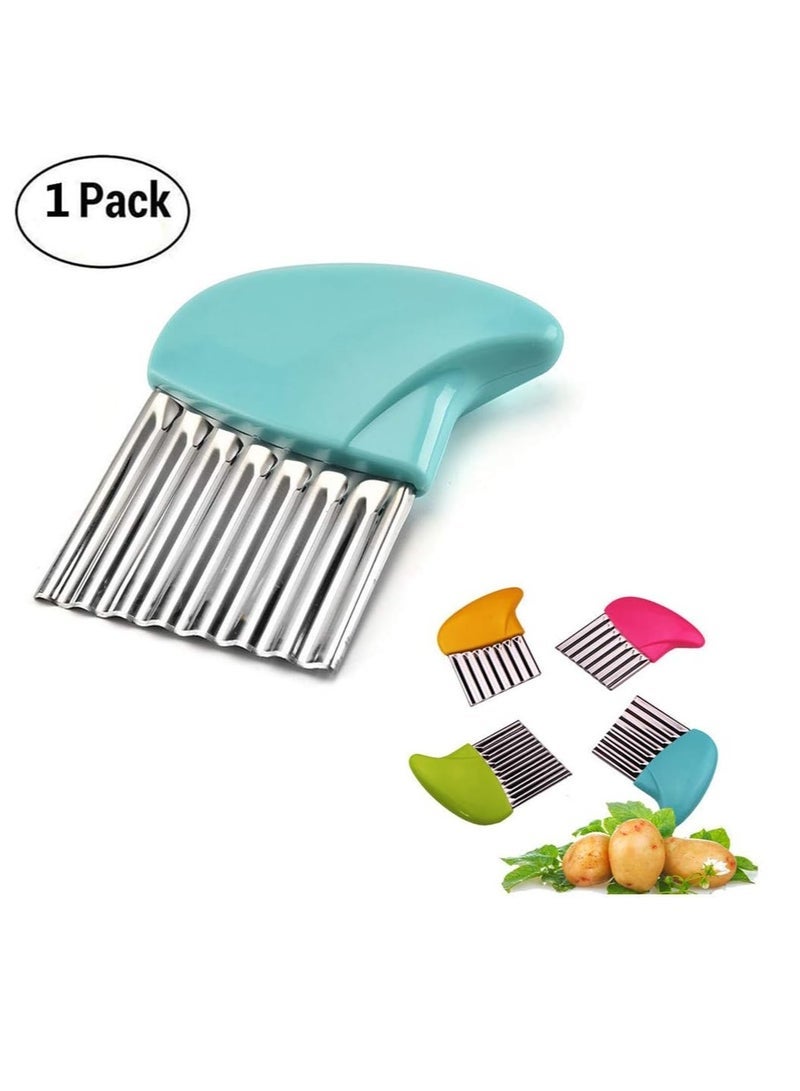 ECVV Crinkle Cutter Cutting Tool French Fry Slicer Potato Cutter Fruit Vegetable Wavy Chopper Knife Stainless Steel Random Color 1pcs - Image 4