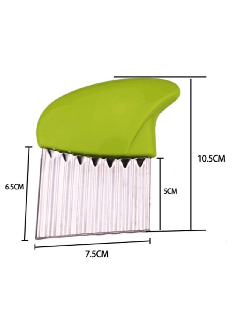 ECVV Crinkle Cutter Cutting Tool French Fry Slicer Potato Cutter Fruit Vegetable Wavy Chopper Knife Stainless Steel Random Color 1pcs - Image 1