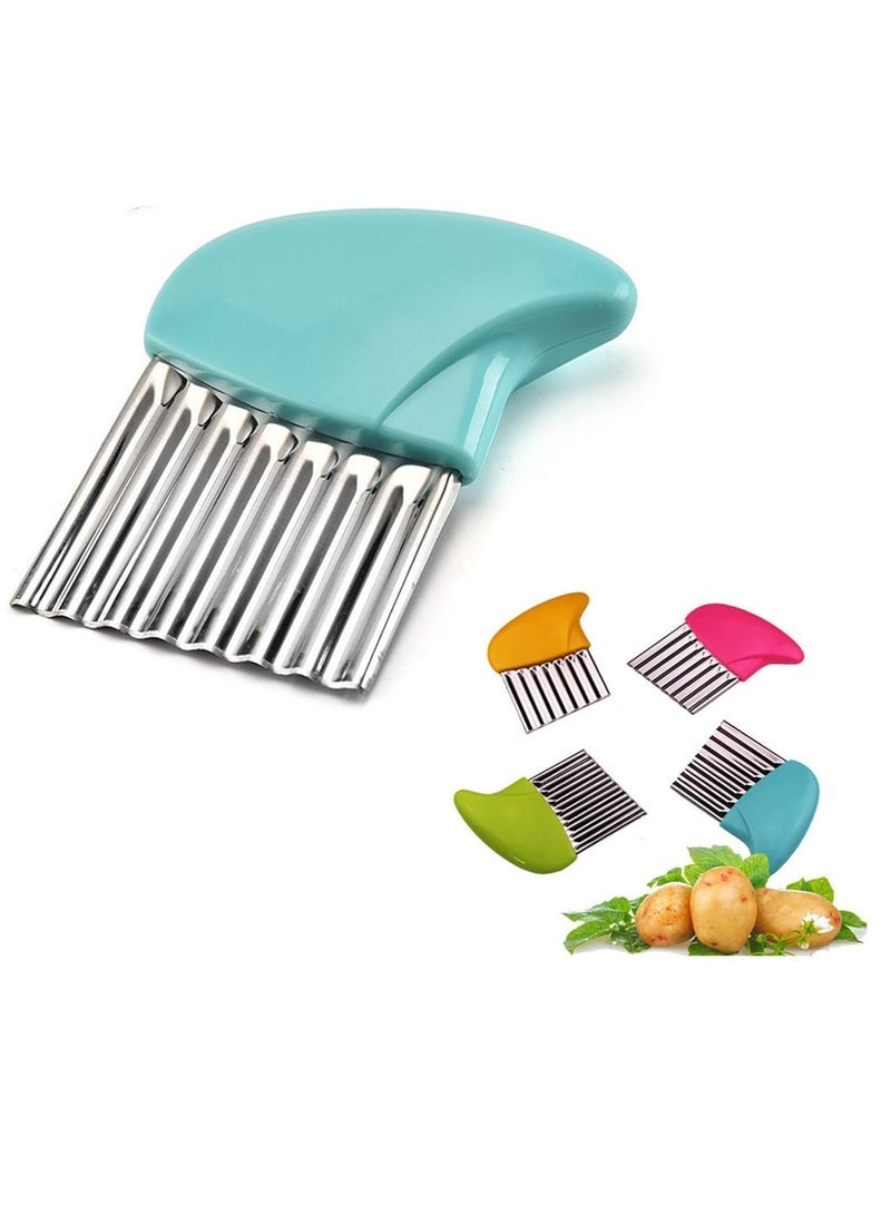 ECVV Crinkle Cutter Cutting Tool French Fry Slicer Potato Cutter Fruit Vegetable Wavy Chopper Knife Stainless Steel Random Color 1pcs - Image 2