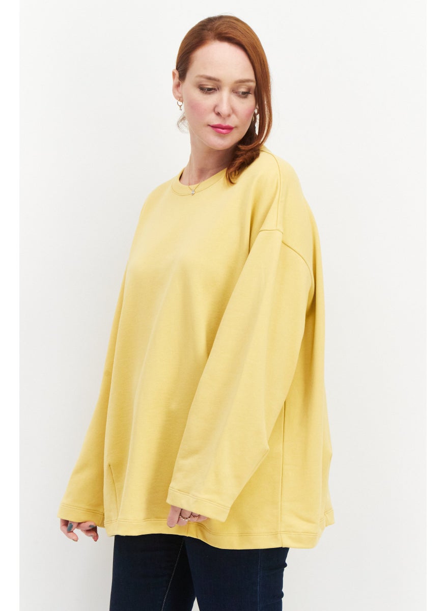 Tchibo Women Round Neck Long Sleeve Sweatshirt, Yellow  - Image 4