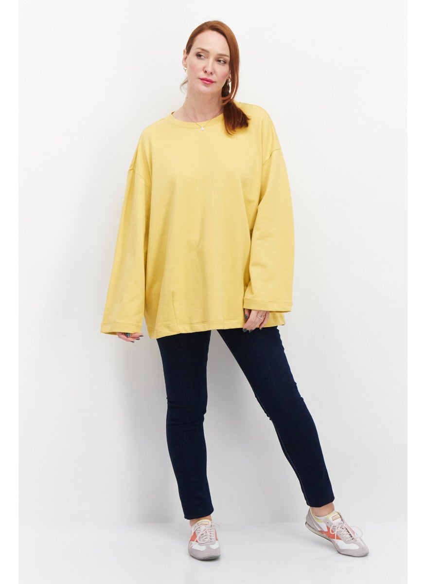 Tchibo Women Round Neck Long Sleeve Sweatshirt, Yellow  - Image 3