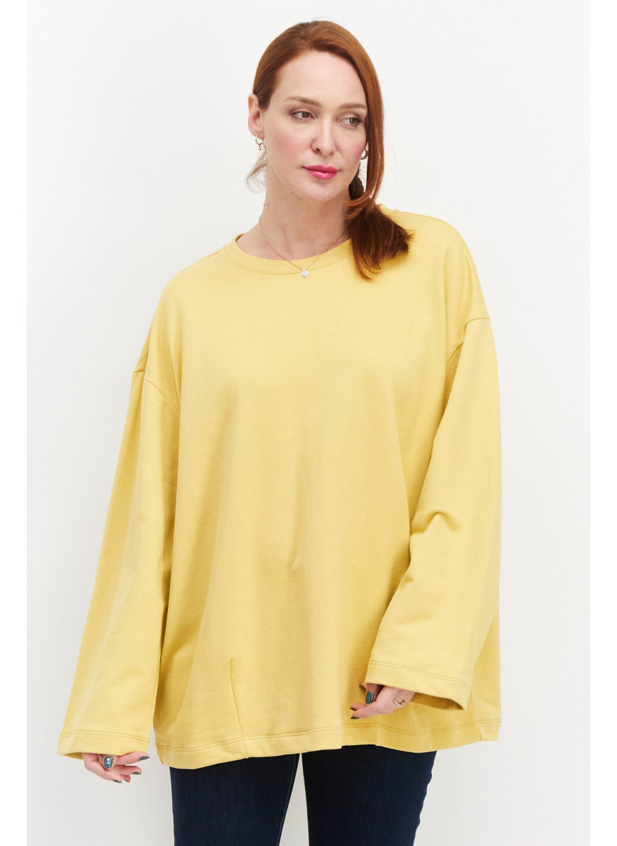 Tchibo Women Round Neck Long Sleeve Sweatshirt, Yellow  - Image 1