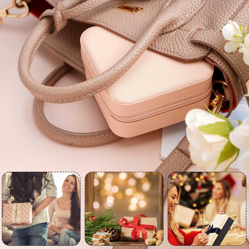 Elegant Mini Portable Jewelry Box Organizer for Rings, Earrings, Necklaces & Bracelets – Compact Travel Jewelry Storage Case with Mirror & Compartments for Women and Girls – Ideal Gift for Any Occasio - Image 2