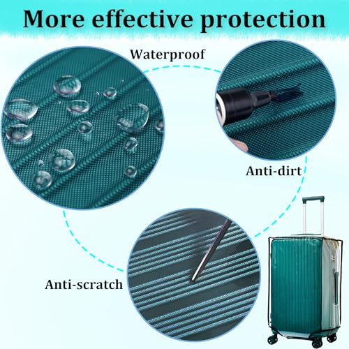 ZOUNI 26 Inch Waterproof Transparent Luggage Cover Protectors, Clear PVC Travel Luggage Protector Suitcase Cover Protectors for Wheeled Suitcase (26"（18" L x 11" W x 26" H）) - Image 3
