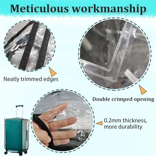 ZOUNI 26 Inch Waterproof Transparent Luggage Cover Protectors, Clear PVC Travel Luggage Protector Suitcase Cover Protectors for Wheeled Suitcase (26"（18" L x 11" W x 26" H）) - Image 2