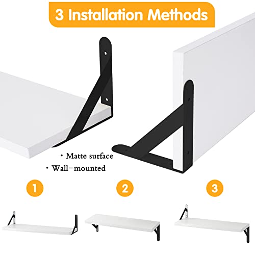 YGEOMER Floating Shelves for Wall, Different Sizes White Wall Shelves for Living Room, Bathroom, Bedroom, Kitchen, Home Decor (Set of 4) - Image 3