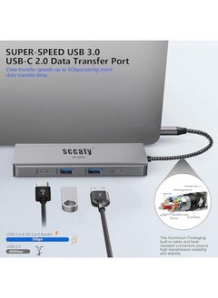 إيروريكس موزع USB C 10 في 1 مع منفذ HDMI 4K 60Hz ومنفذ إيثرنت 1000 ميجابت في الثانية وشحن PD 100 وات ومنفذ VGA ومنفذ صوت 3.5 مم وقارئ بطاقات SD 3.0 وTF 3.0 وموزع USB C 2*منفذ USB 3.0 لأجهزة الكمبيوتر المحمولة USB C وأجهزة Type C  - Image 4