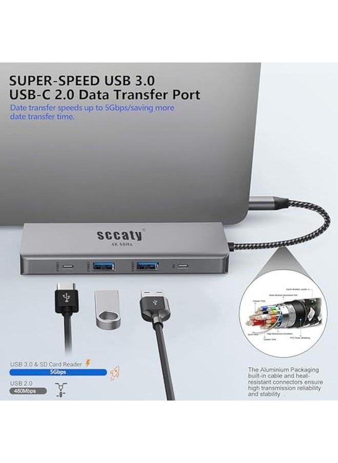 erorex Usb C Hub 10 In1 With 4K 60Hz Hdmi Port 1000Mbps Ethernet Port 100W Pd Charging Vga Port 3.5Mm Audio Port Sd 3.0 And Tf 3.0 Card Reader Usb C Hub 2*Usb 3.0 Port For Usb C Laptop And Type C Device  - Image 4