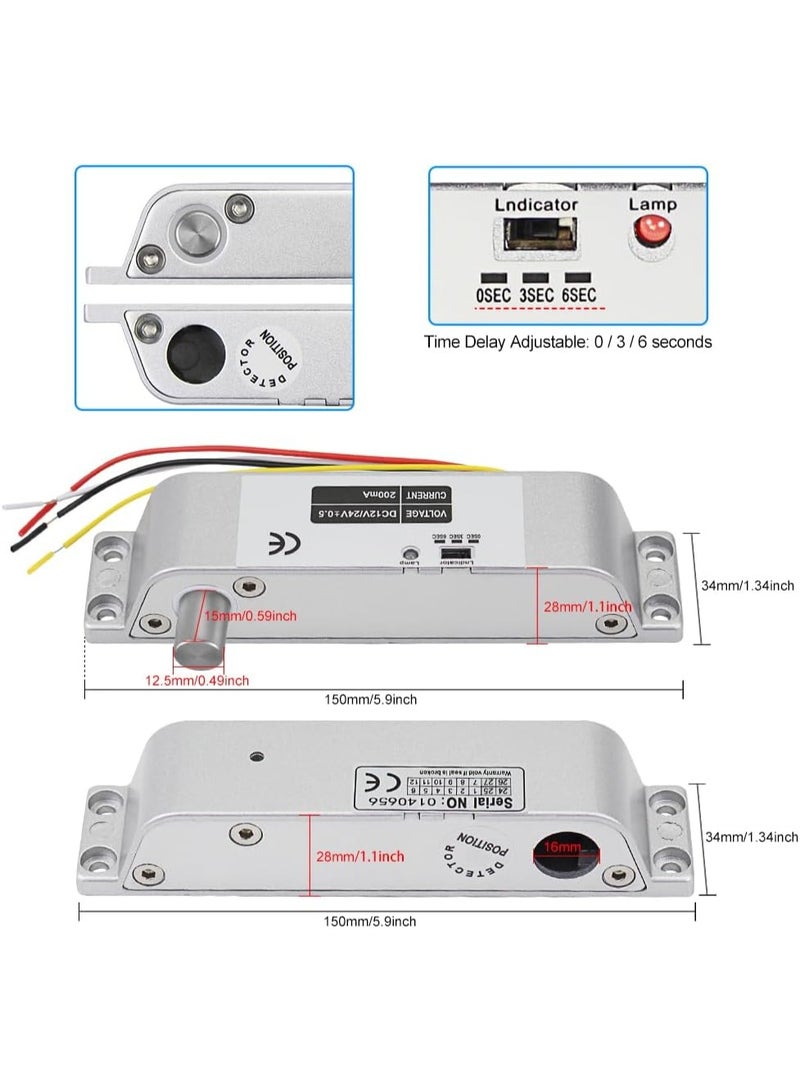 AGYMNX Fail Safe DC12V Electric Bolt Mortise Door Lock Electronic Drop Bolt Lock with time delay Normally Close for Access Control Security System - Image 5