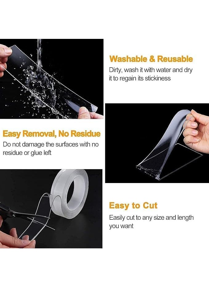VEMPIX VEMPIX Double Sided Tape Heavy Duty Multipurpose Removable Traceless Mounting Adhesive Tape For Walls Washable Reusable Strong Sticky Strips Gel Grip Tape Nano Double Sided Tape  - Image 4