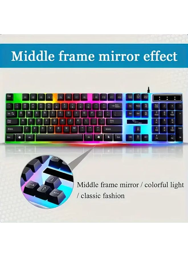 طقم لوحة مفاتيح RGB للجيم وماوس أسود بسلك USB، 104 مفتاح بإضاءة خلفية LED لأجهزة الكمبيوتر وبلاي ستيشن 4 - Image 4