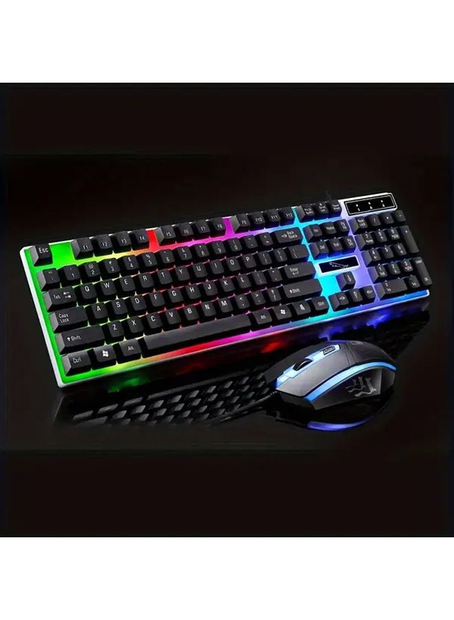 طقم لوحة مفاتيح RGB للجيم وماوس أسود بسلك USB، 104 مفتاح بإضاءة خلفية LED لأجهزة الكمبيوتر وبلاي ستيشن 4 - Image 2
