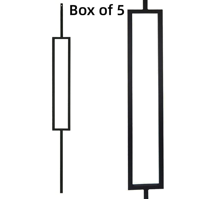 Senmit S11-Wrought Iron Balusters - Decorative Metal Balusters for Decks – 5Pcs Single Rectangle & 5 Pcs Plain Bar - 1/2-inch Hollow Iron Spindles – Satin Black Metal Railing - Image 4