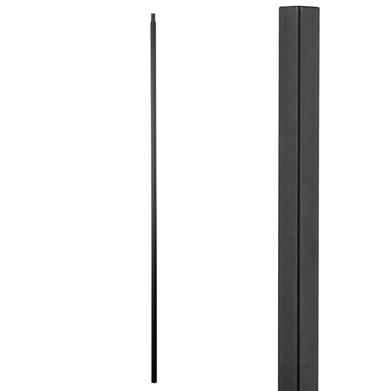 Senmit S11-Wrought Iron Balusters - Decorative Metal Balusters for Decks – 5Pcs Single Rectangle & 5 Pcs Plain Bar - 1/2-inch Hollow Iron Spindles – Satin Black Metal Railing - Image 3