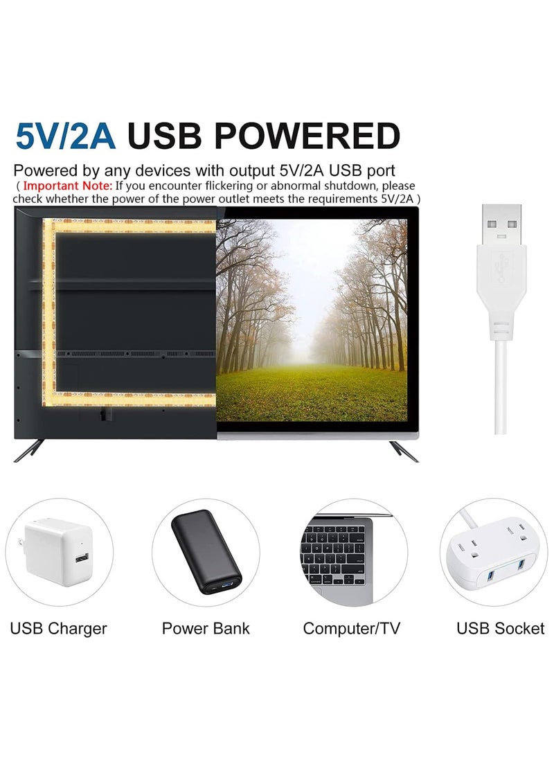 Generic شريط إضاءة LED 5 فولت USB 9.84 قدم / 3 متر 960 مصباح LED قابل للتعتيم 3000 كلفن أبيض دافئ إضاءة خلفية للتلفاز USB شريط إضاءة مرن أسفل الخزانة لغرفة النوم والمطبخ والديكور المنزلي والإضاءة التي يمكنك صنعها بنفسك  - Image 3