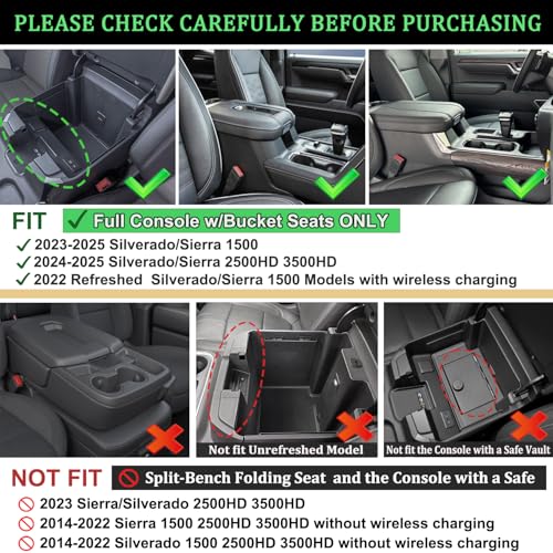 PIMCAR Full Center Console Organizer for 23-25 Chevy Silverado/GMC Sierra 1500, 22-25 Silverado/Sierra 1500 Refreshed Models, 24-25 Silverado/Sierra 2500HD 3500HD (Full Console w/Bucket Seats ONLY) - Image 2