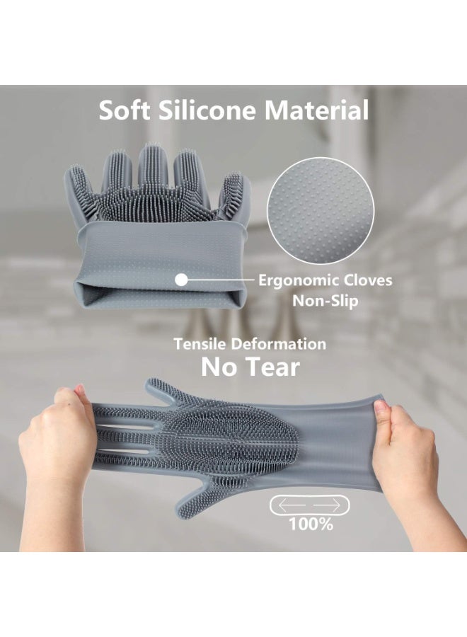KADRAMA Pet Grooming Gloves—Heat Resistant Dog Washing Gloves with High-Density Teeth, Dog Bath Scrubber with Enhanced Five Finger Design, Silicone Gloves for Dogs and Cats Bathing, Massage (Gray) - Image 2