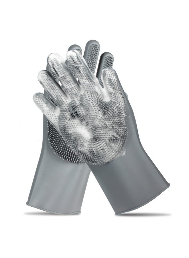 KADRAMA Pet Grooming Gloves—Heat Resistant Dog Washing Gloves with High-Density Teeth, Dog Bath Scrubber with Enhanced Five Finger Design, Silicone Gloves for Dogs and Cats Bathing, Massage (Gray) - Image 1