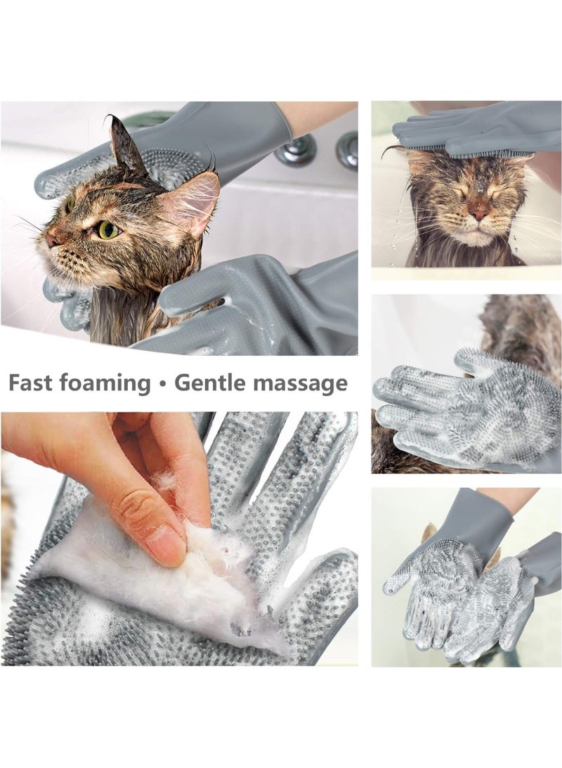 KADRAMA Pet Grooming Gloves—Heat Resistant Dog Washing Gloves with High-Density Teeth, Dog Bath Scrubber with Enhanced Five Finger Design, Silicone Gloves for Dogs and Cats Bathing, Massage (Gray) - Image 5