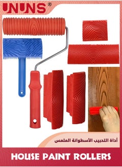 UNUNS Wood Grain Paint Tool,6PCS Soft Rubber Wood Grain Painting Tool,Textured Pattern Roller With Handle For Wall Floor Furniture DIY Room Decoration  - Image 1