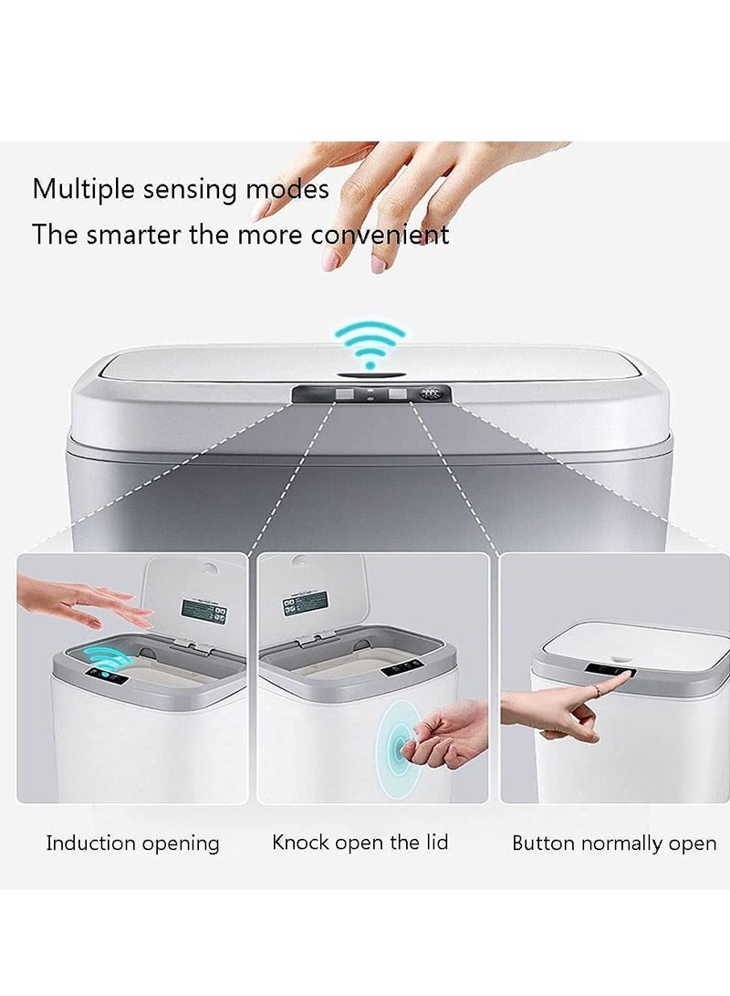 MIXDE 16L Smart Waste Bin Inductive Trash Can, Touchless Bathroom Trash Can with Lid Sensor Kitchen Dustbin, Automatic Sensor Waste Basket for Kitchen Home Office Bedroom (Gray) - Image 4