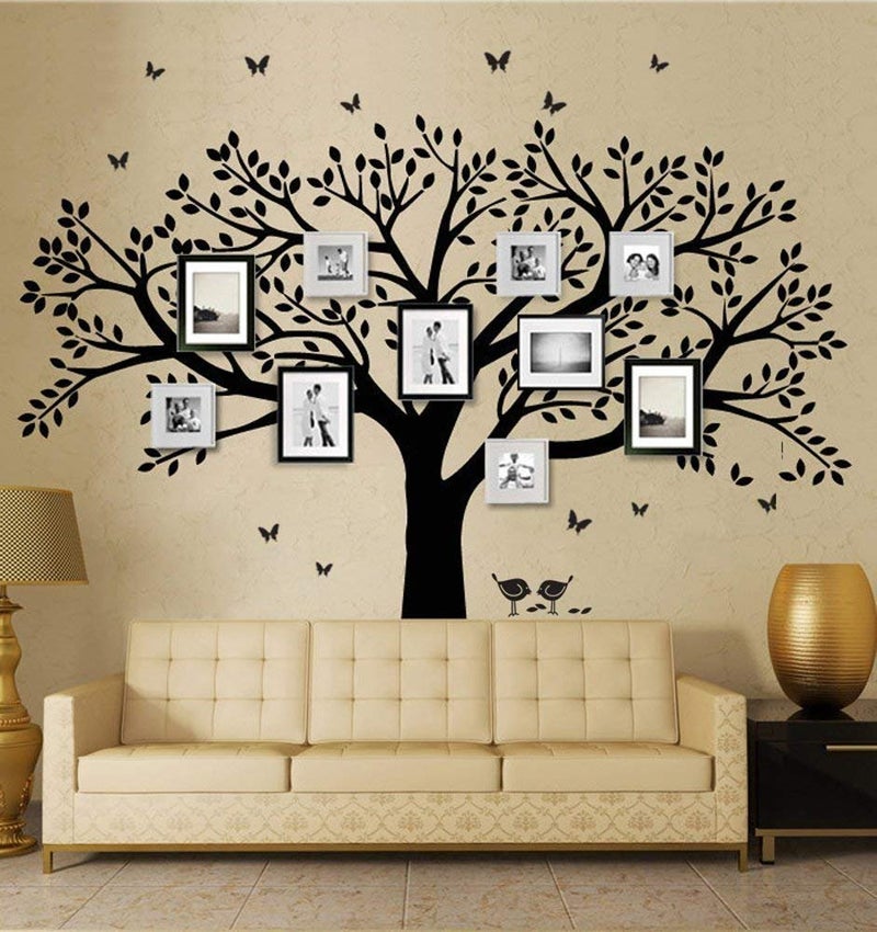 MAFENT Giant Family Photo Tree Wall Decal Wall Sticker Vinyl Mural Art for Home Decor Room Decor (Black) - Image 2