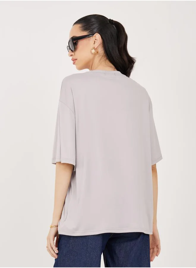 Styli Oversized Basic Round Neck  T-Shirt