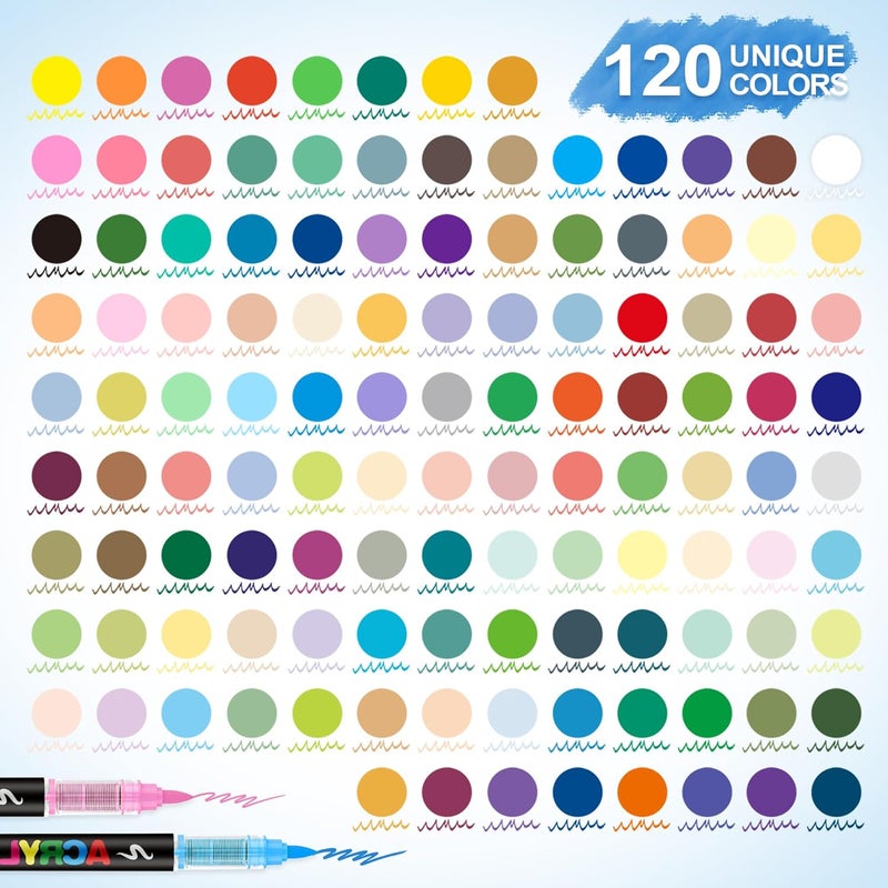 GuangNa 120 Colors Direct Liquid Soft Tip Acrylic Marker, Paint Pens With Brush Tip for Stone Painting, Canvas, Glass, Wood, Fabric, Plastic, DIY Crafts - Image 5